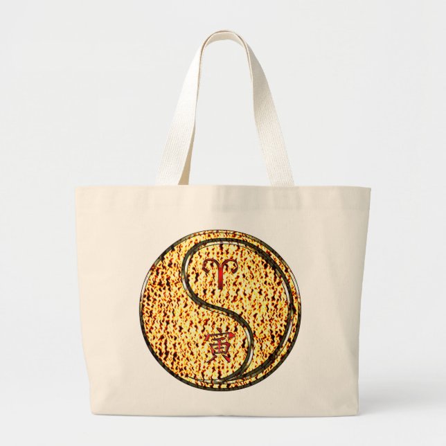 Aries & Fire Tiger Large Tote Bag (Front)