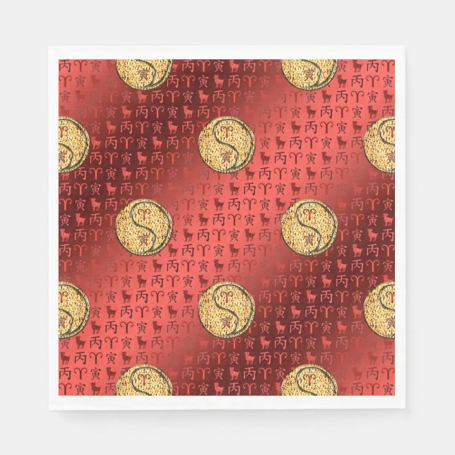 Aries & Fire Tiger Napkins (Front)