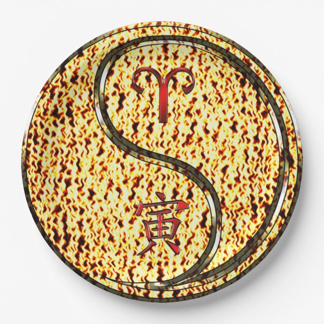 Aries & Fire Tiger Paper Plates (Front)