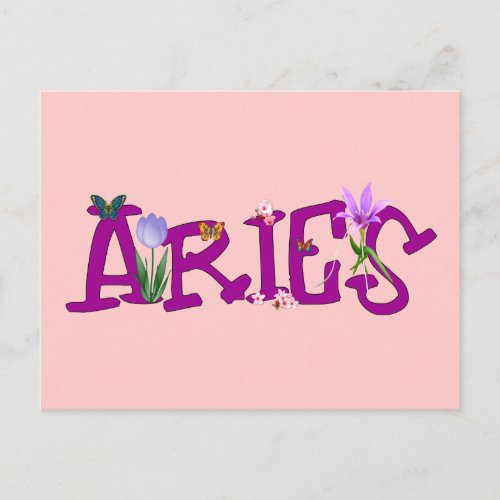 Aries Flowers Postcard