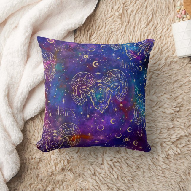 Aries Galaxy Throw Pillow (Blanket)