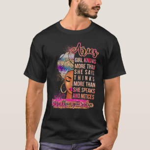 Aries Girl Afro Melanin Queen Birthday For Black T-Shirt