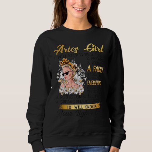 Aries Girl Birthday Queen Zodiac Sign Horoscope Wo Sweatshirt