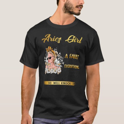 Aries Girl Birthday Queen Zodiac Sign Horoscope Wo T_Shirt