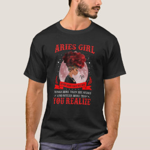 Aries Girl Black Queen Birthday March April Bday n T-Shirt