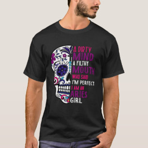 Aries GIrl Dia De Los Muertos Mexican Sugar Skull T-Shirt