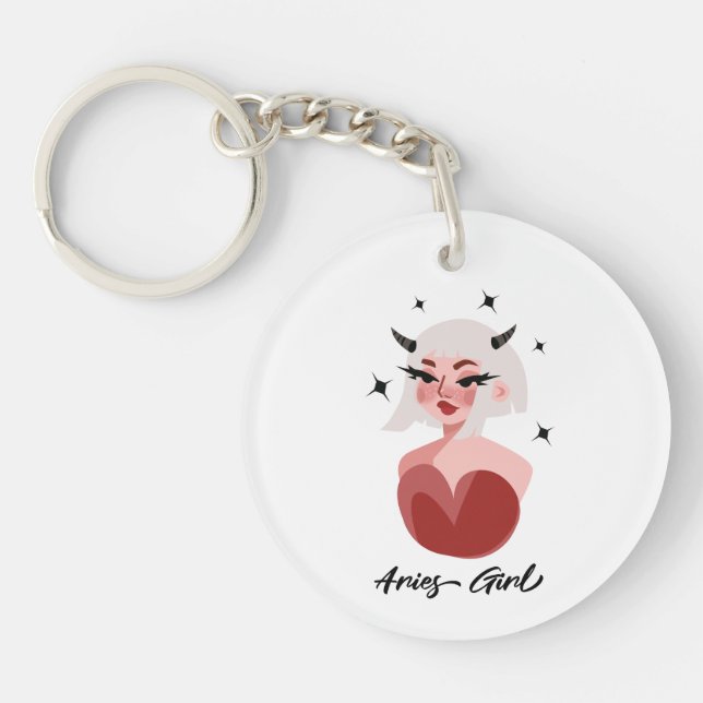 Aries Girl Keychain (Front)
