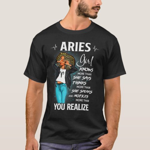 Aries Girl Knows More Than She Says For Black Wome T-Shirt