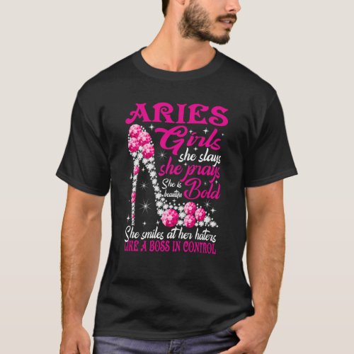 Aries Girl Like a Boss in Control diamond shoes T_Shirt