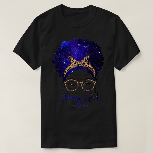 Aries Girl Zodiac Astrology Star Sign Leopard Head T-Shirt (Design Front)