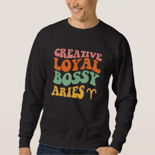 Aries Girl Zodiac Sign Retro Hippie Creative Loyal Sweatshirt