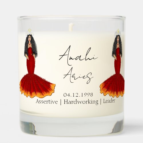 Aries Goddess Personalized Name and Birth Date Scented Candle