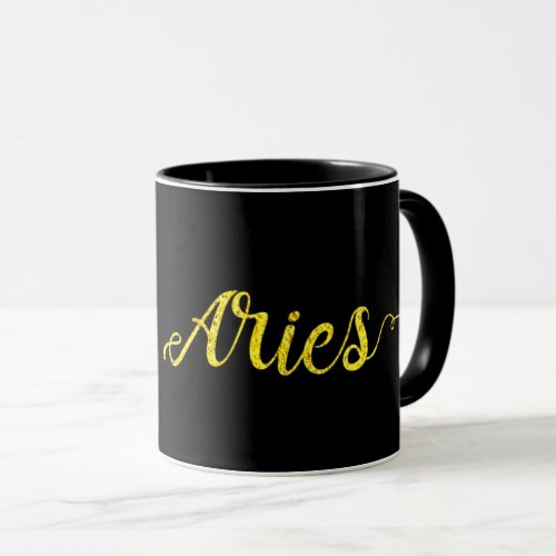 Aries Gold Lettering Mug