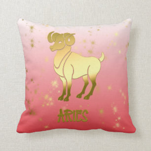 Aries Gold Ombre Astrology Horoscope Zodiac Sign Throw Pillow