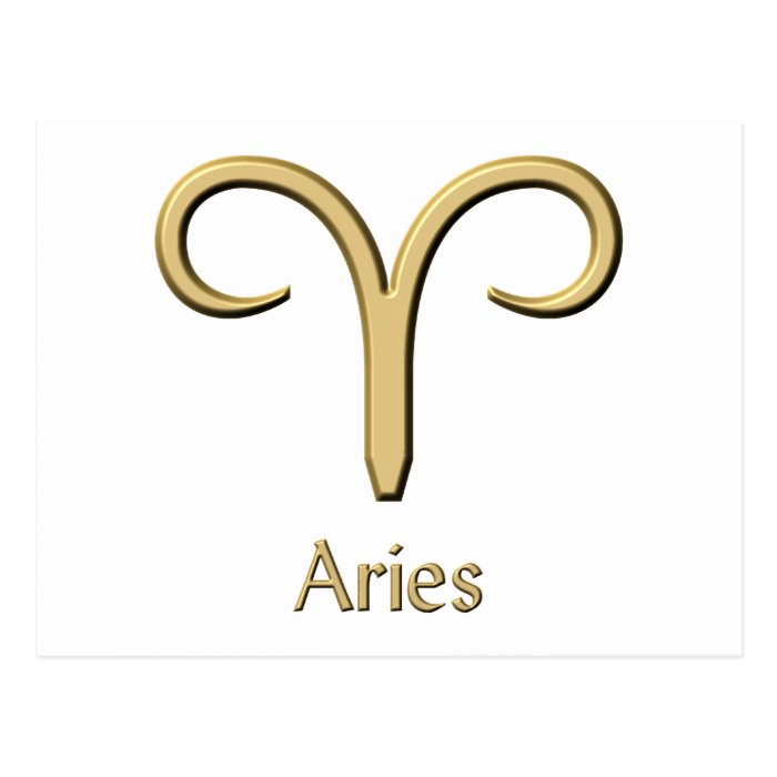 Aries Gold Symbol postcards