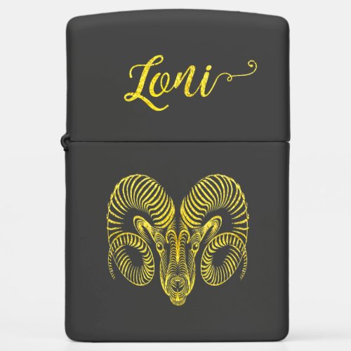 Aries Gold Zippo Lighter with Name