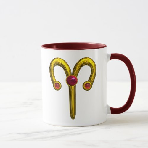 ARIES GOLD ZODIAC BIRTHDAY JEWEL WITH RAM MUG