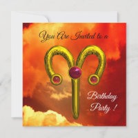 ARIES ,GOLD ZODIAC BIRTHDAY PARTY Red Yellow Sky