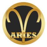 ARIES GOLD ZODIAC SIGN CLASSIC ROUND STICKER