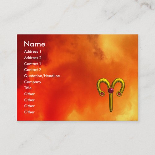 ARIES GOLD ZODIAC SIGNRed Yellow Flames Business Card
