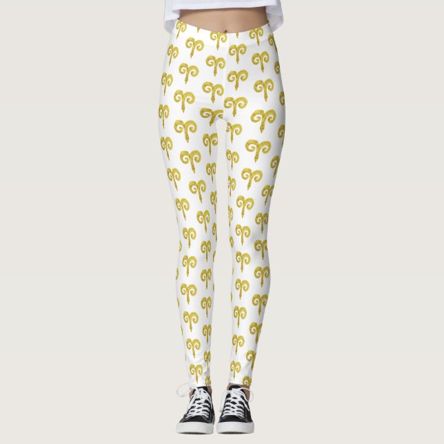 Aries  Golden Astrology Custom Leggings (Front)