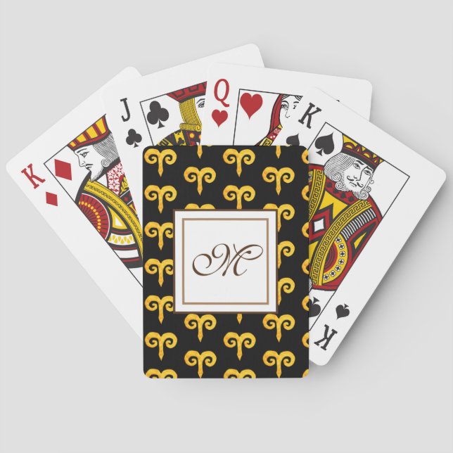 Aries  Golden Astrology  Monogram Poker Cards (Back)