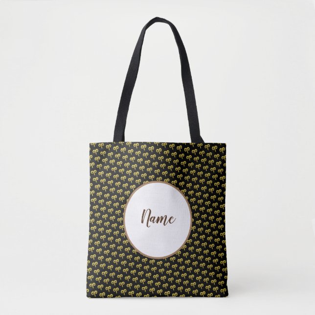 Aries  Golden Astrology Personalized Tote Bag (Front)