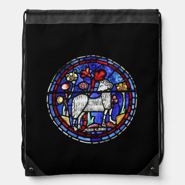 Aries Gothic Stained Glass Windows Backpack (Front)