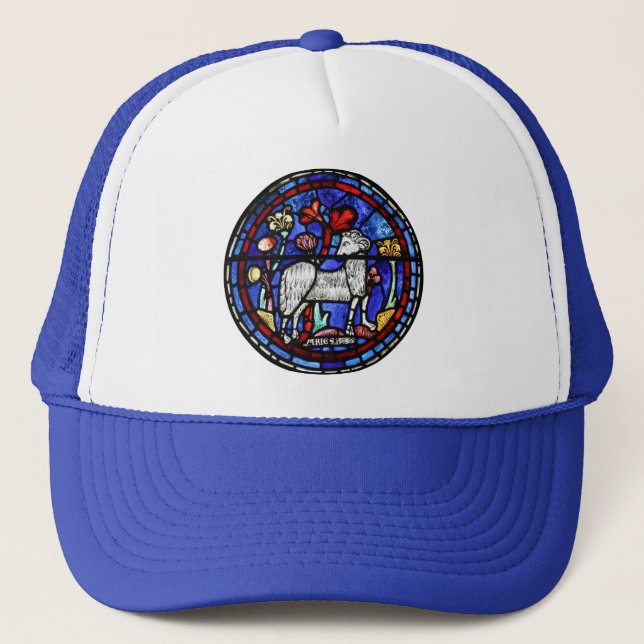 Aries Gothic Stained Glass Windows Trucker Hat (Front)