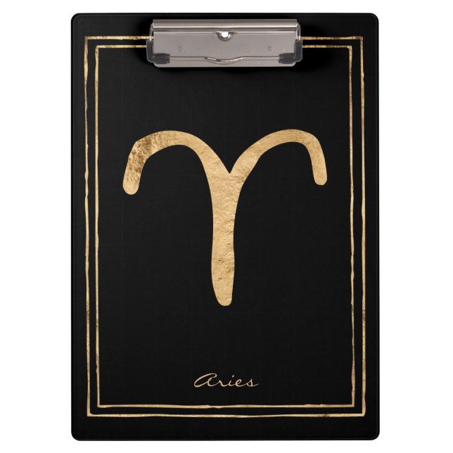 Aries hammered gold stylized astrology symbol  clipboard (Front)