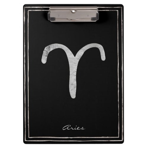 Aries hammered silver stylized astrology symbol clipboard