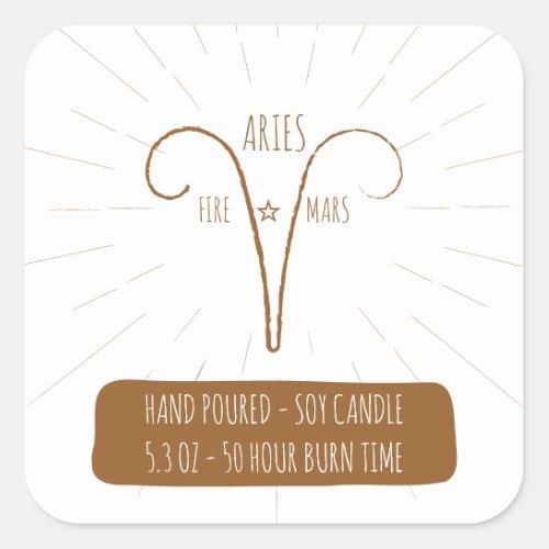 Aries Hand Poured Horoscope Soy Candle Label