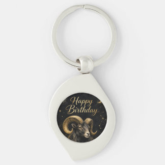 Aries Happy Birthday Zodiac Design Keychain
