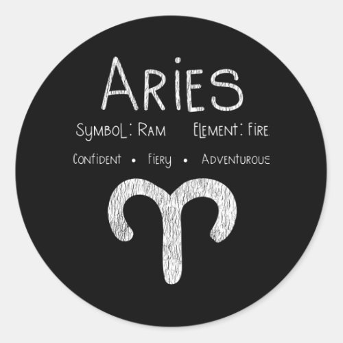 Aries Horoscope Astrology Star Sign Birthday Gift Classic Round Sticker