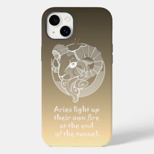 Aries Horoscope Brown and White silhouette Quote Case_Mate iPhone 14 Plus Case