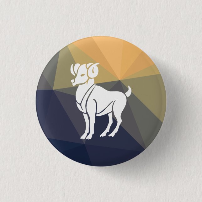 Aries horoscope goat round button (Front)