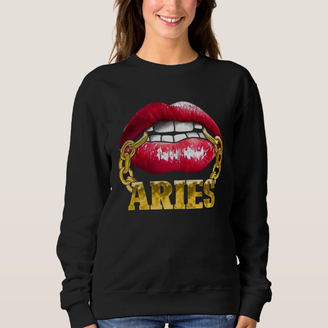 Aries Horoscope Juicy Lips Chain for African Ameri Sweatshirt (Front)