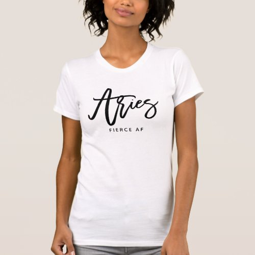 Aries Horoscope Modern Chic Script Zodiac Sign T_Shirt