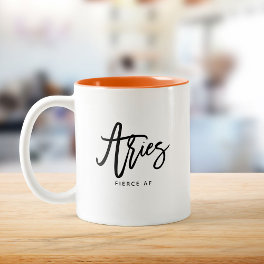 Aries Horoscope Modern Script Zodiac Sign Two-Tone Coffee Mug