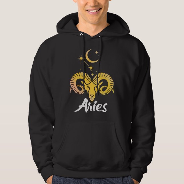 Aries Horoscope Zodiac Sign Born March April Hoodie (Front)