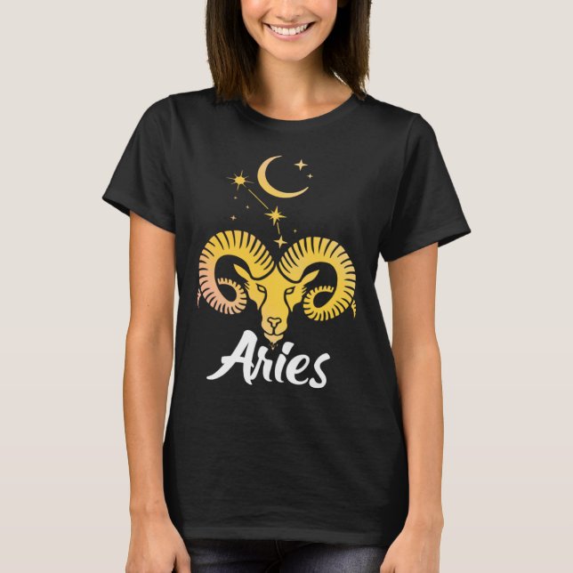 Aries Horoscope Zodiac Sign Born March April T-Shirt (Front)