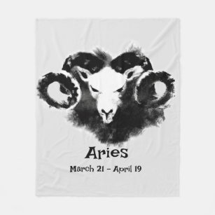 Aries Horoscope Zodiac Sign Symbol Fleece Blanket