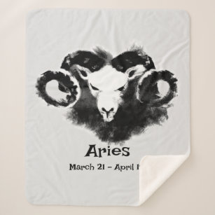 Aries Horoscope Zodiac Sign Symbol Sherpa Blanket
