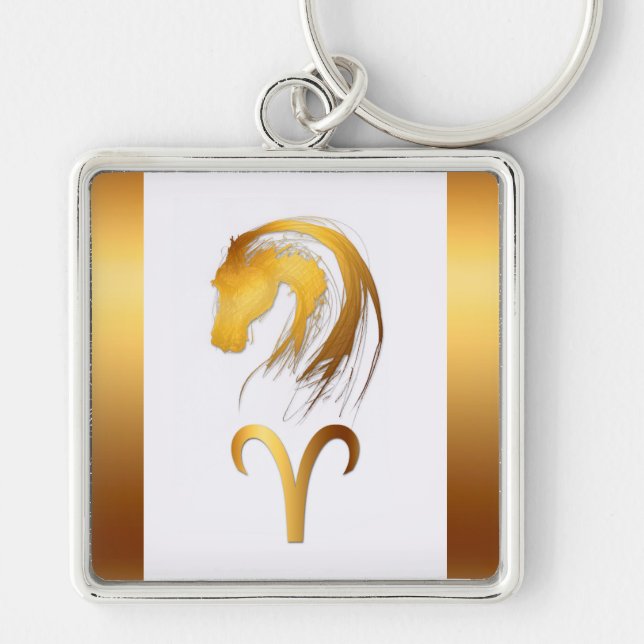 Aries Horse Chinese and Western Astrology Keychain (Front)