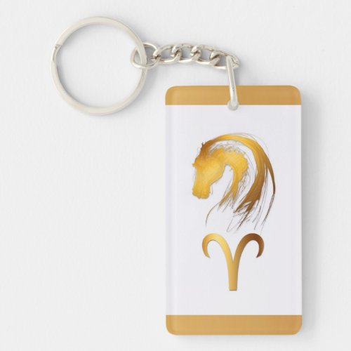 Aries Horse Chinese Western Astrology Keychain