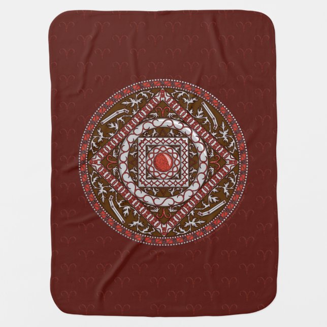 Aries Mandala Baby Blanket (Front)