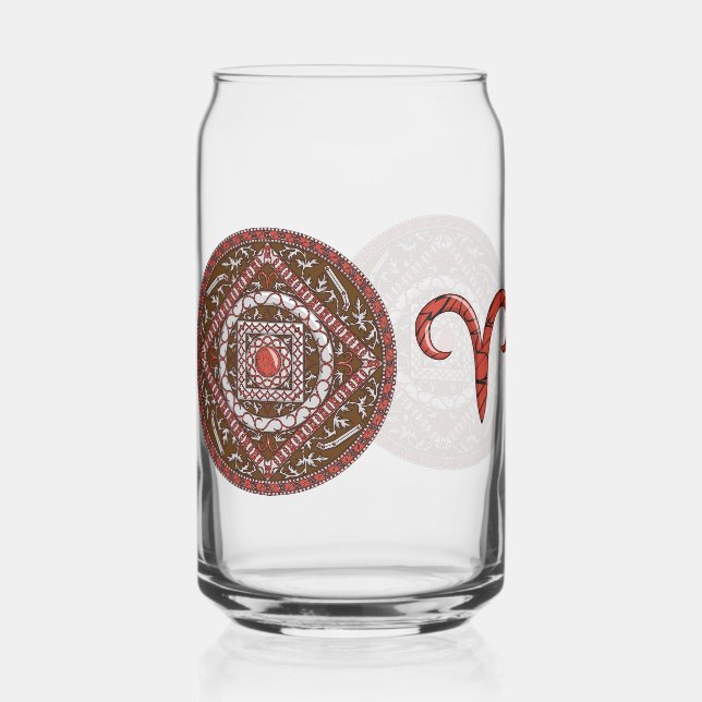 Aries Mandala Can Glass (Front)