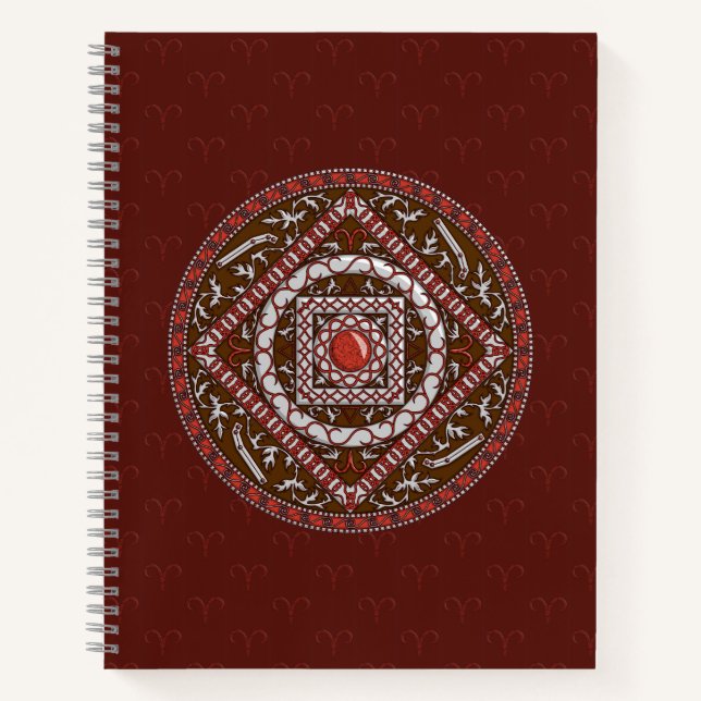 Aries Mandala Spiral Notebook (Front)
