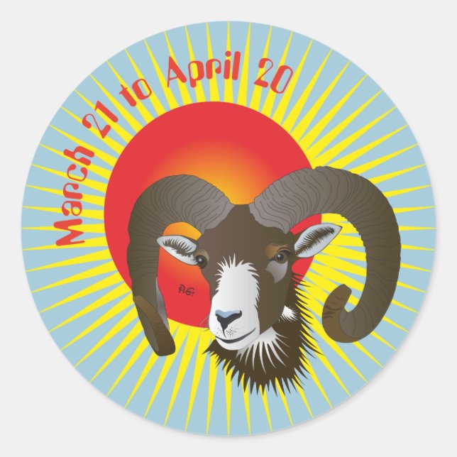 Aries March 21 to April 20 Sticker (Front)