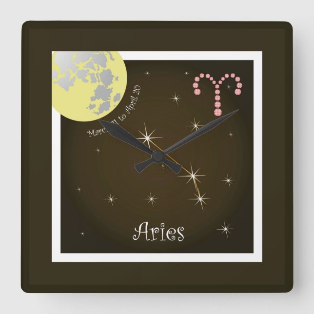 Aries March 21 to April 20 Uhr Square Wall Clock (Front)
